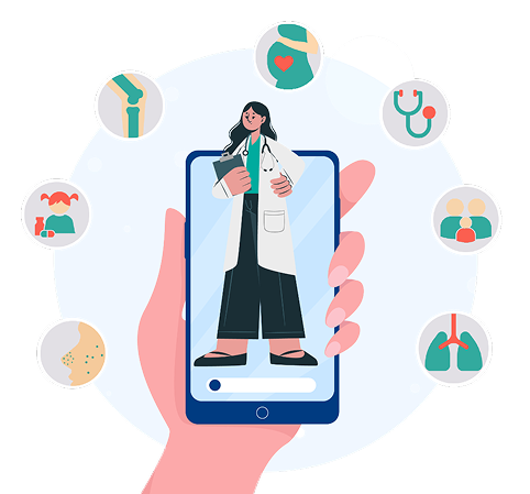 Doctor speaking with patient via video consultation